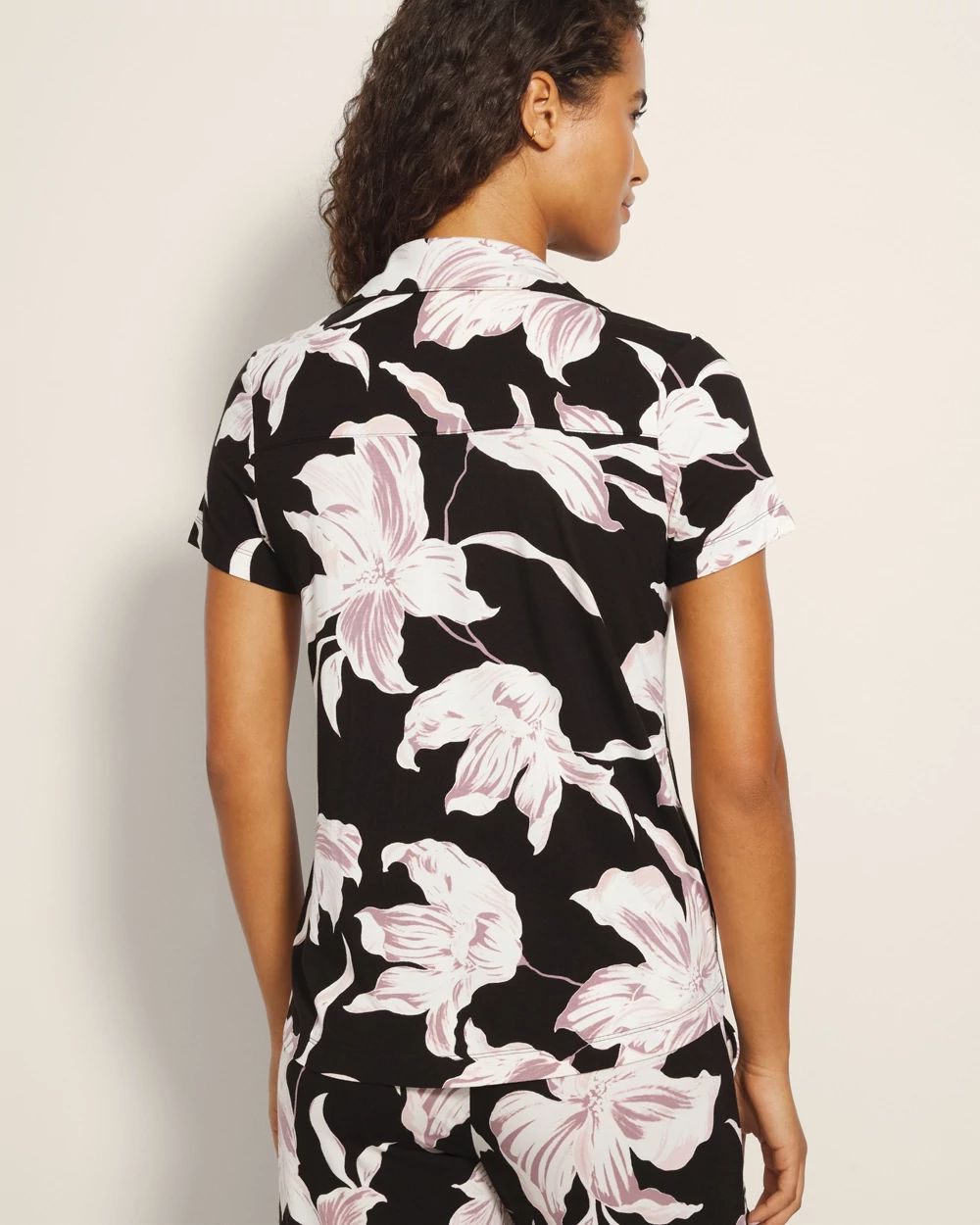 Cool Nights Short Sleeve Notch Collar Pajama Top