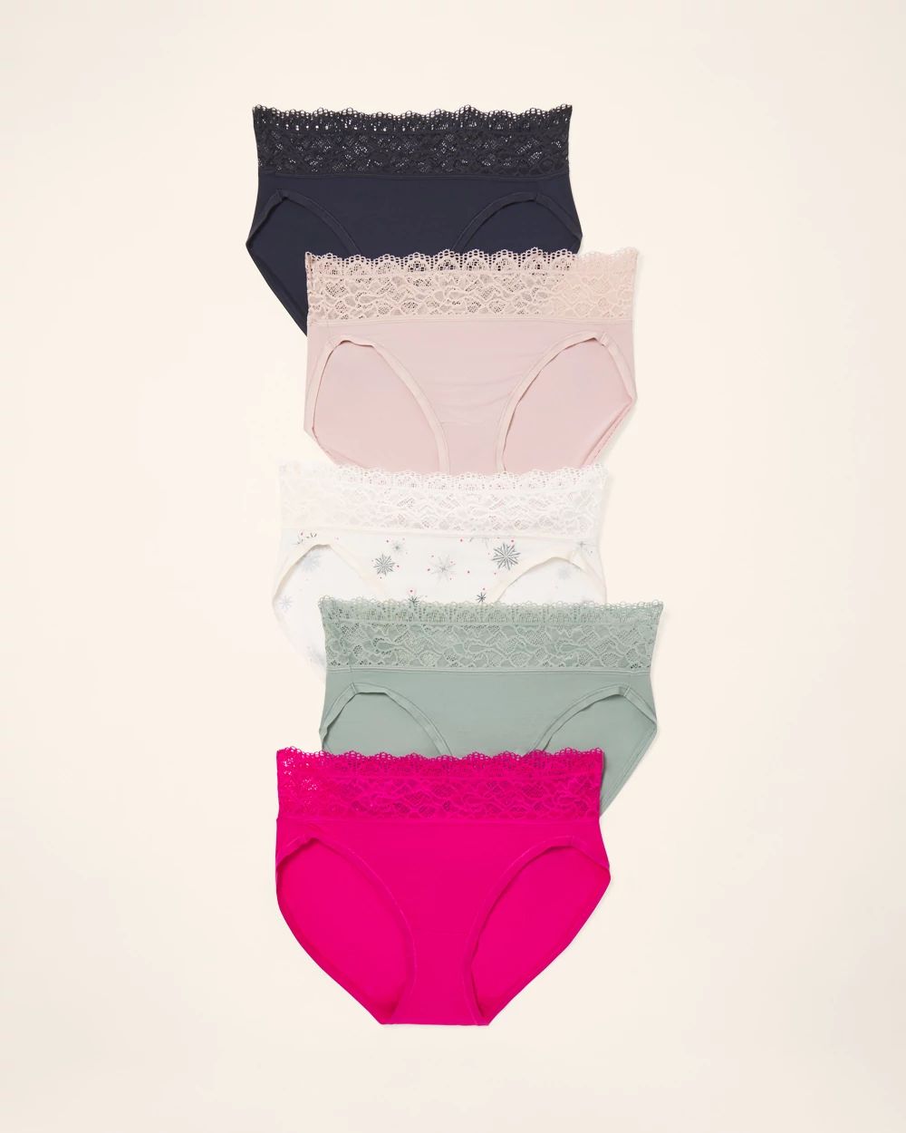 Embraceable High-Leg Panty with Super Soft Enchanting Lace 5 pack