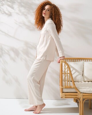 Satin Leopard Jacquard Long Sleeve Pajama Set