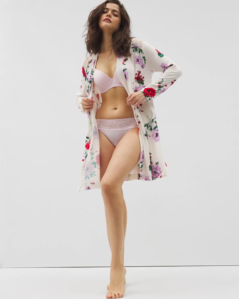 Cool Nights Short Robe With Lace