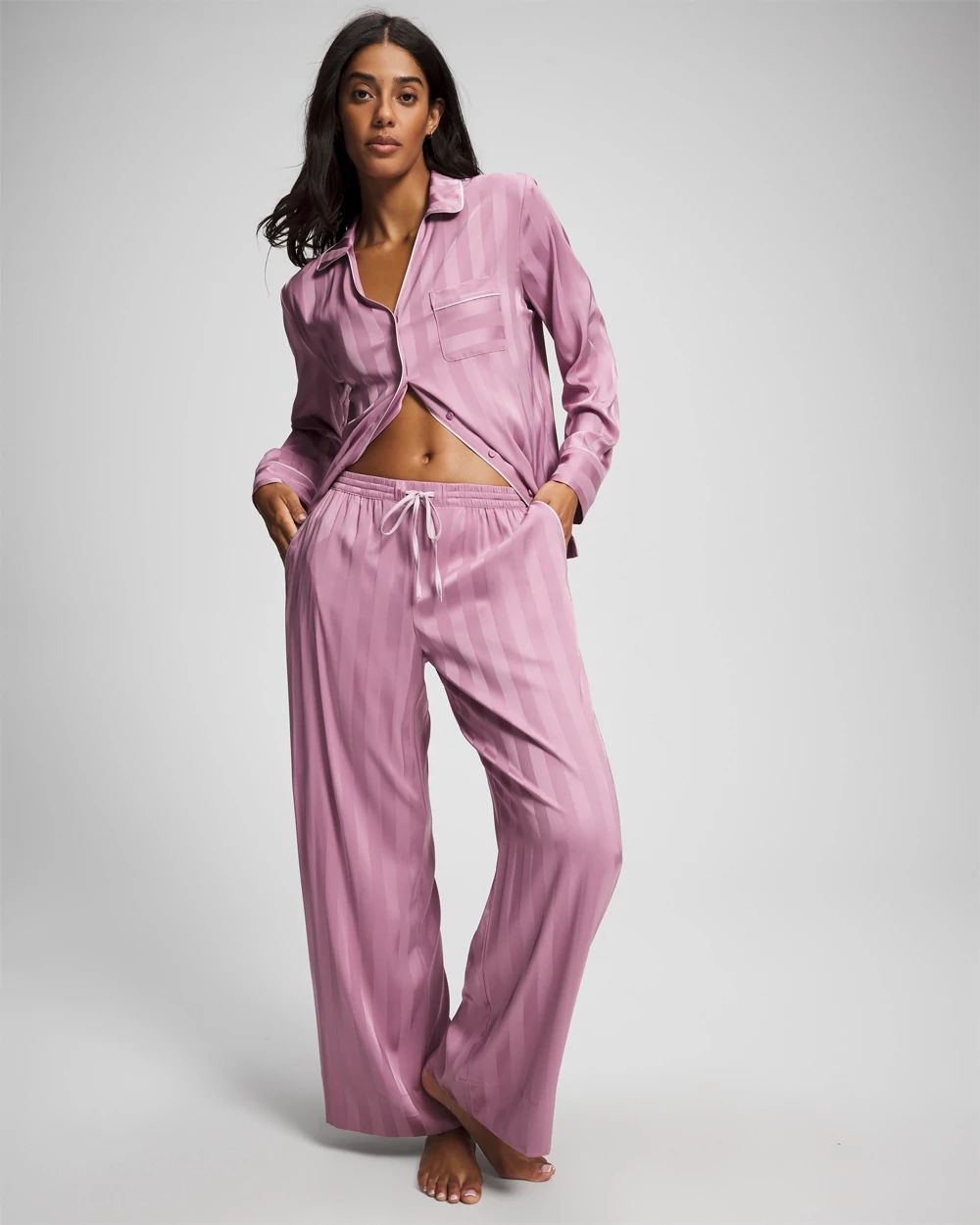Satin Shadow Stripe Pajama Pant