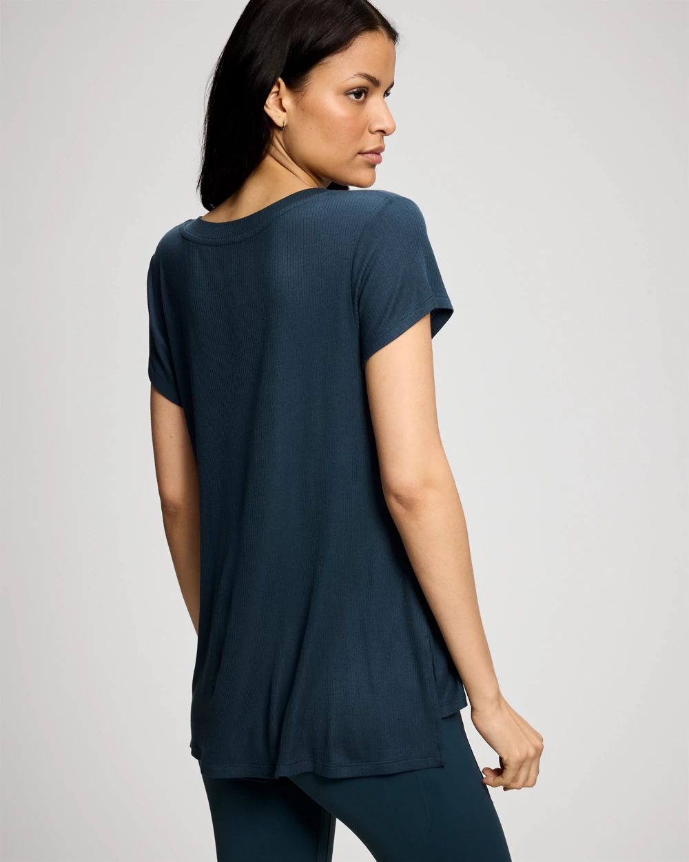 Rib Knit V-Neck Tee click to view larger image.