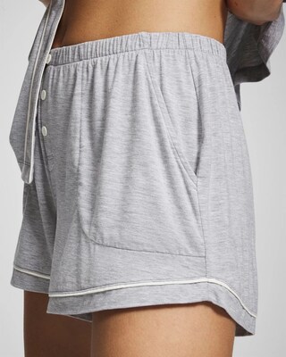 Solid Piped Pajama Shorts click to view larger image.