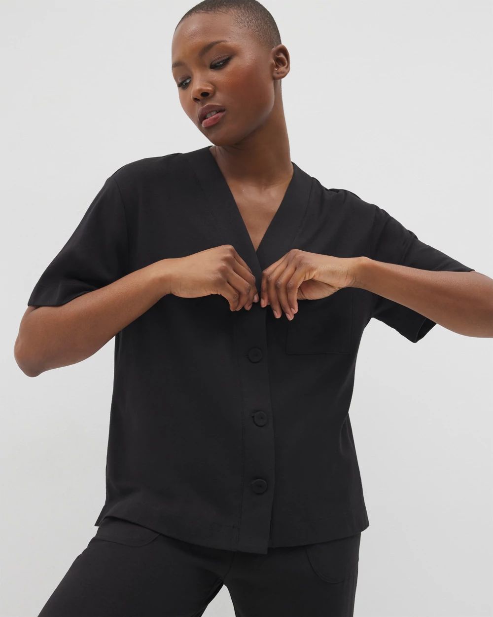 Most Loved Cotton Button-Front Pajama Tee