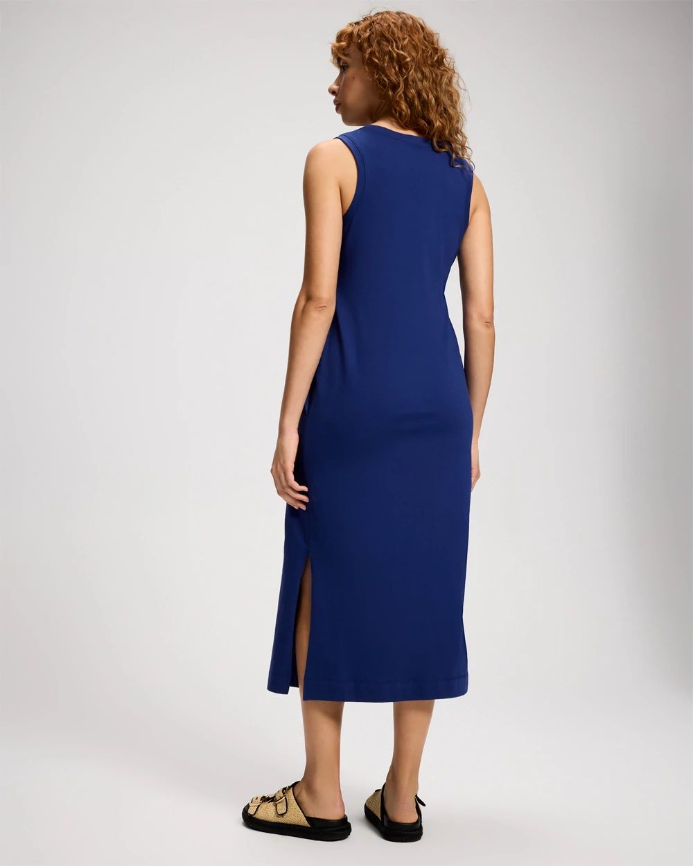 Cotton Sleeveless Midi Dress click to view larger image.