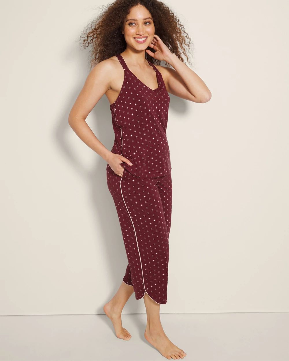 Cool Nights Piped Racerback Pajama Tank
