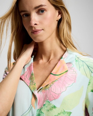 Short Sleeve Notch Collar Pajama Top click to view larger image.