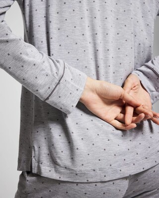 Long-Sleeve Printed Notch Collar Pajama Top click to view larger image.