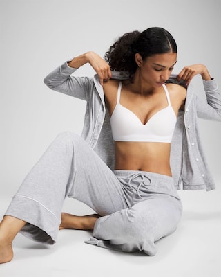 Solid Piped Pajama Pants click to view larger image.