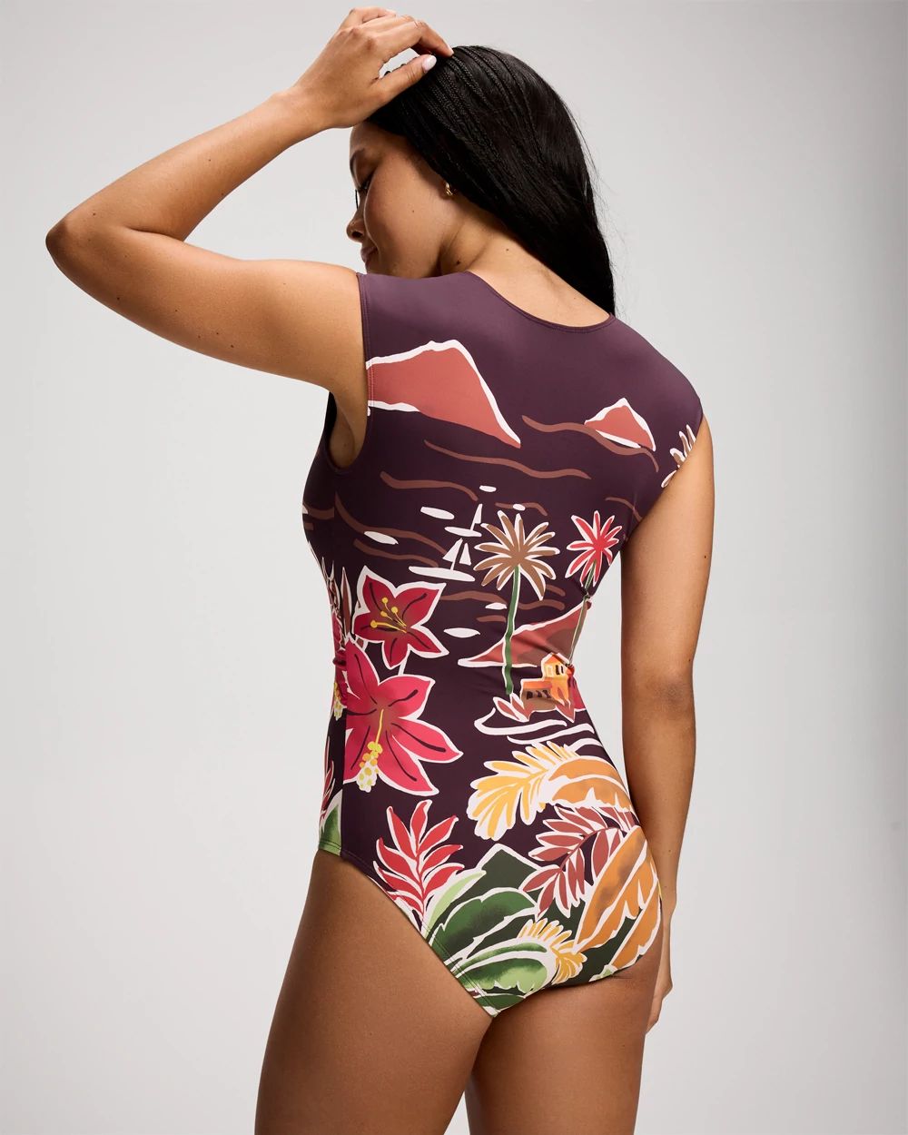 Bleu Rod Beattie Marabella Bay Cap Sleeve One-Piece Swimsuit click to view larger image.