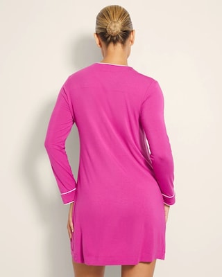 Piped Long-Sleeve Sleepshirt