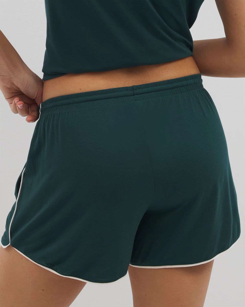 Cool Nights Solid Piped Pajama Shorts