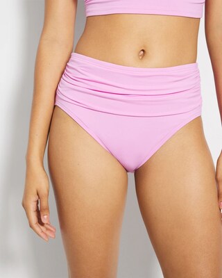 Ruched High-Waist Bikini Bottom click to view larger image.