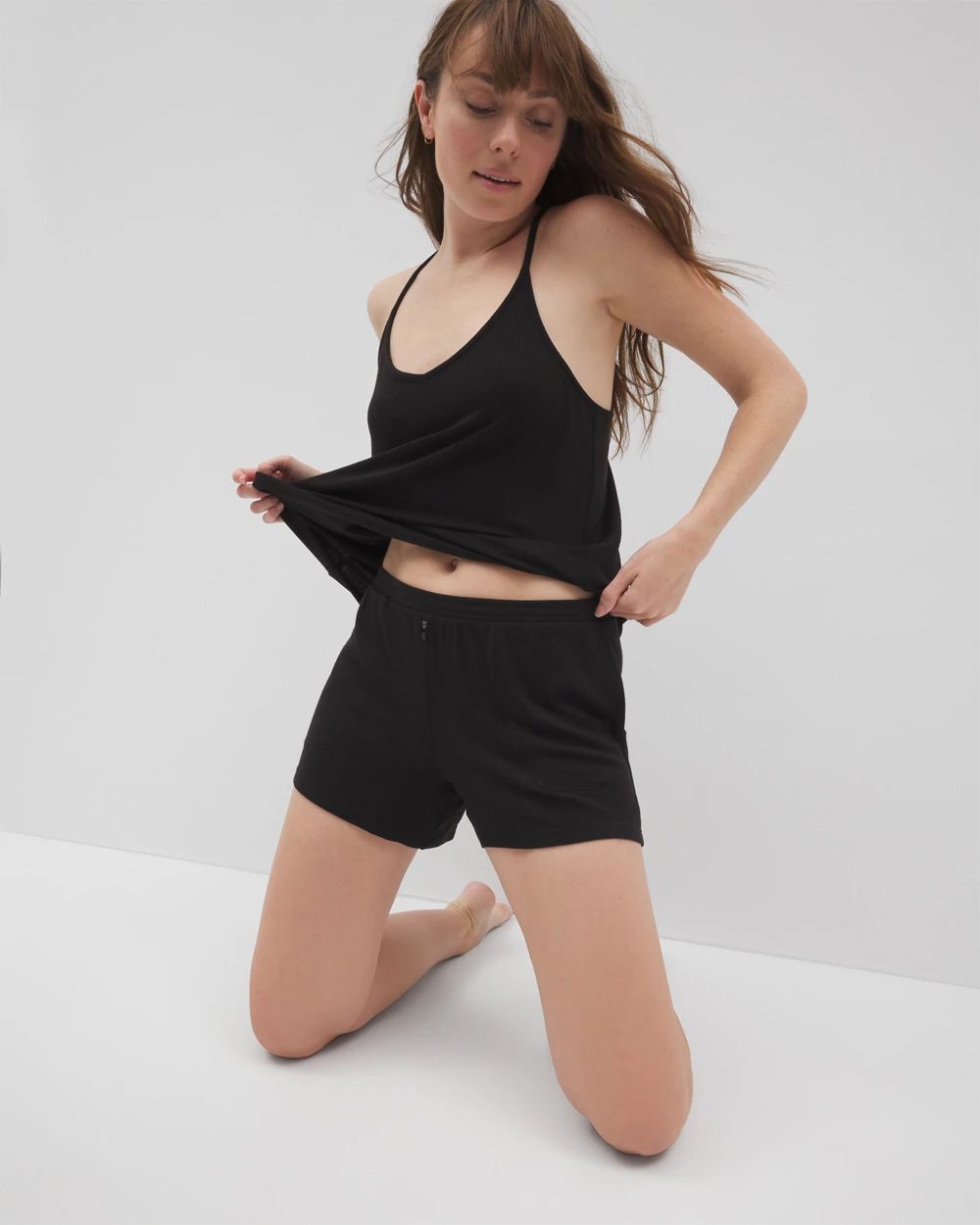 Lightweight Rib Knit Pajama Shorts