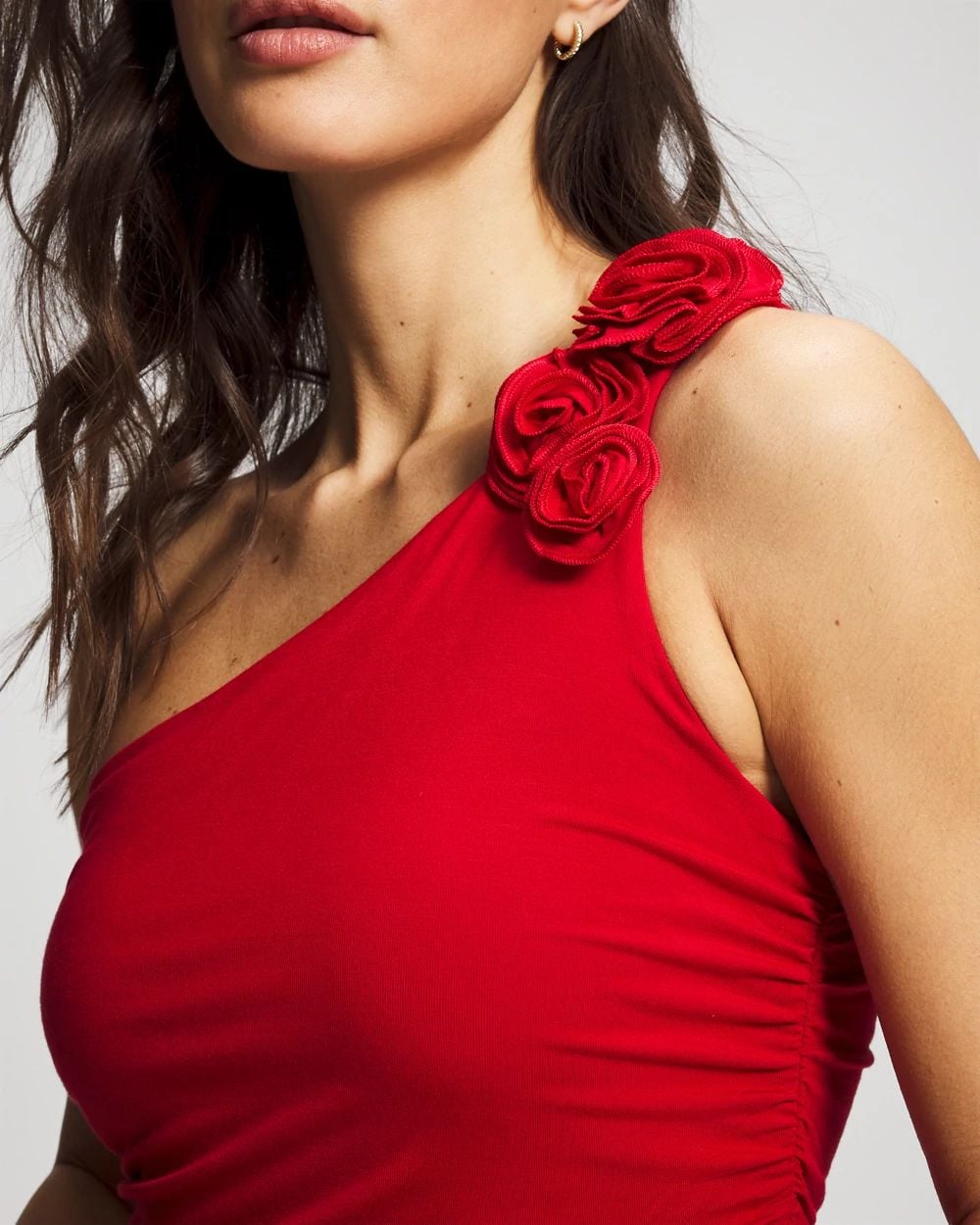 Soft Jersey One-Shoulder Tiered Maxi Bra Dress