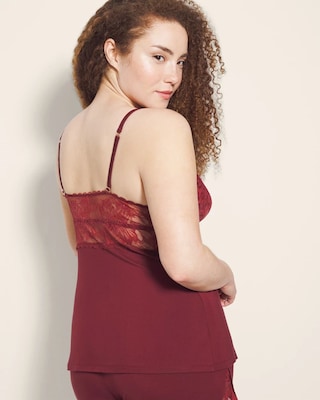 Pajama Cami With Plunge Necklline click to view larger image.