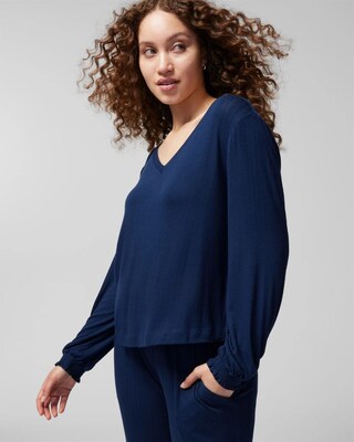 Pointelle Long Sleeve Pajama Top