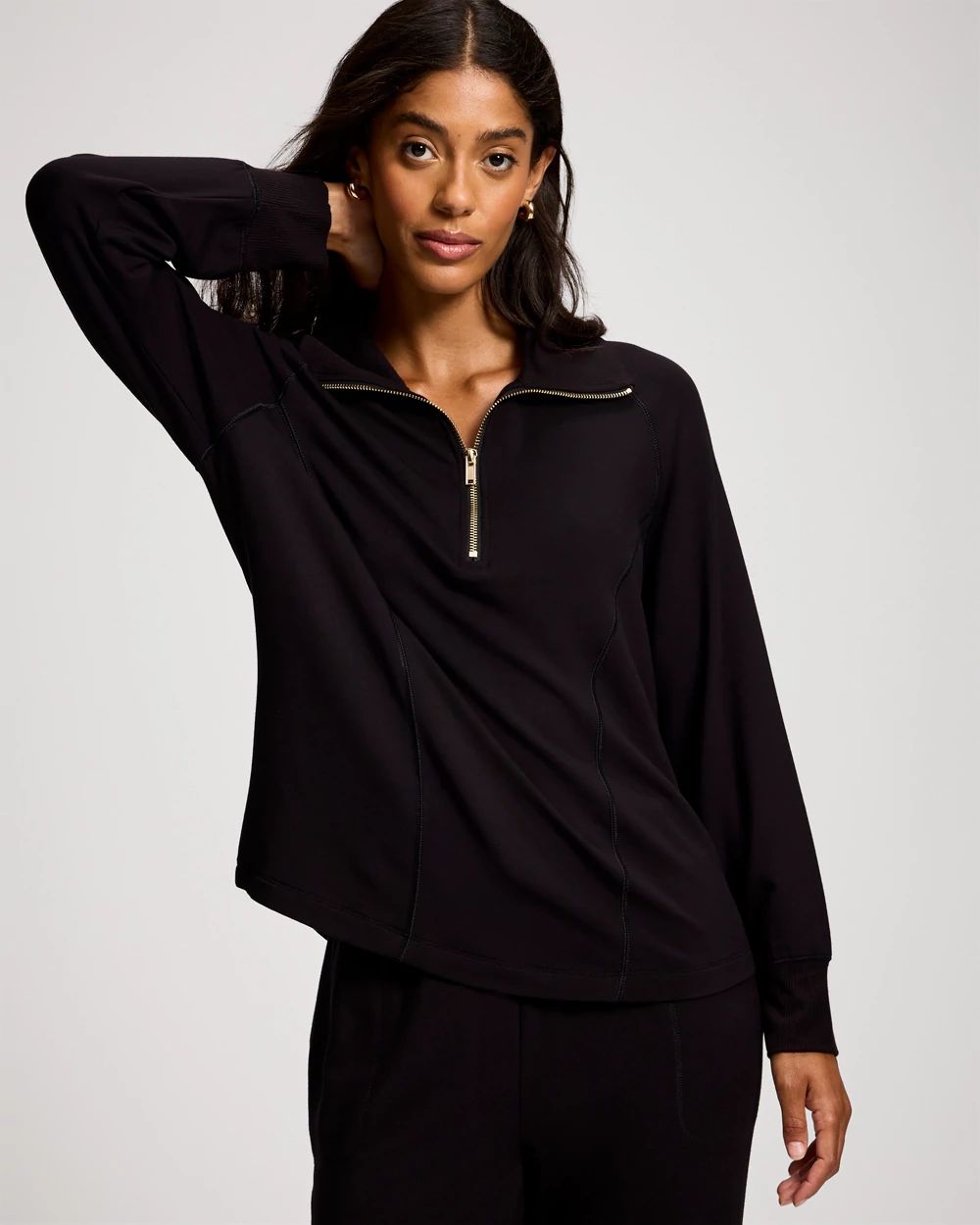 Ultra Soft Funnel Neck Quarter-Zip Top