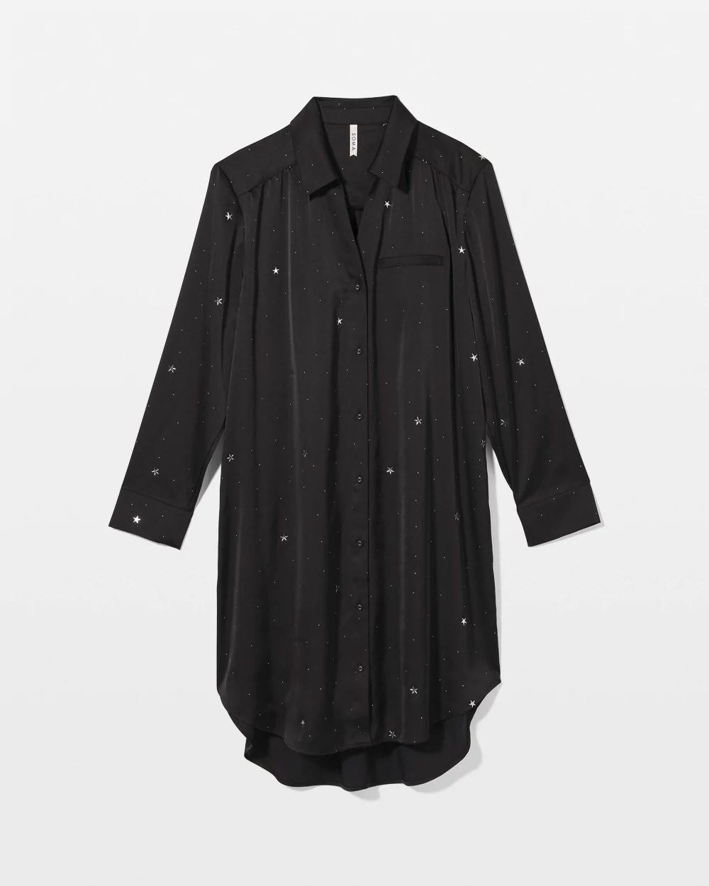 Satin Long-Sleeve Sleep Shirt