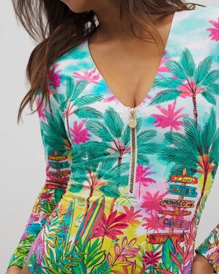St. Tropez Long-Sleeve Zip One-Piece Suit