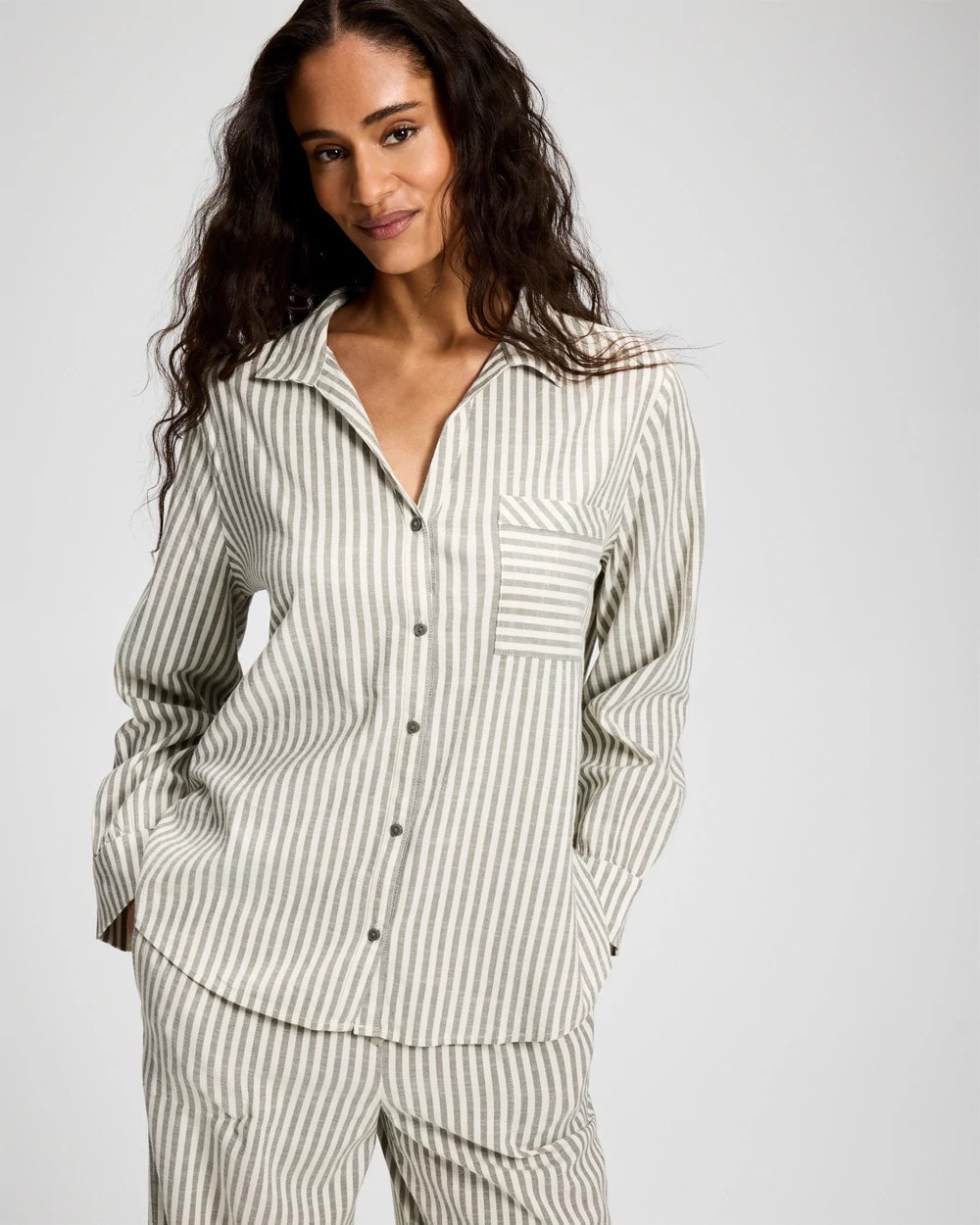 Beach Cotton Long Sleeve Button-Up