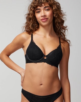 Plunge Bra with Linework Metallic Embroidery