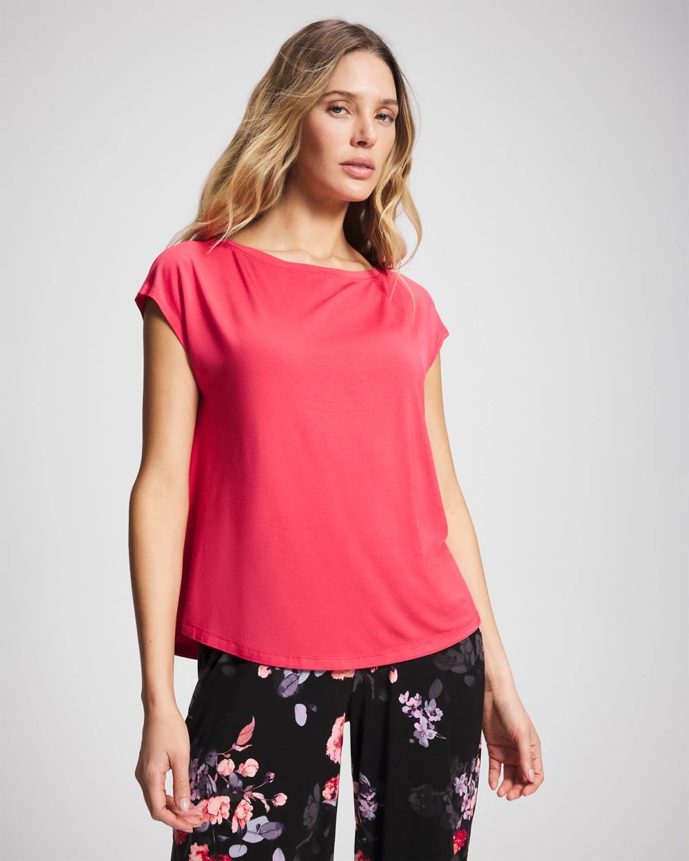 Short Sleeve Boat Neck Top