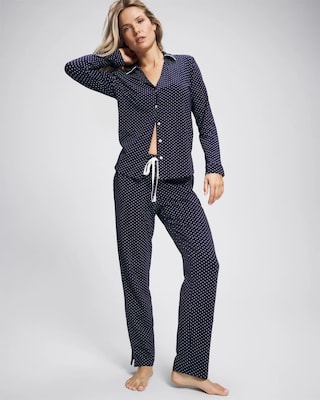 Long-Sleeve Notch Collar Pajama Top click to view larger image.
