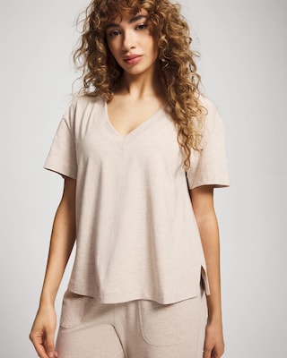 Relaxed V-Neck Short Sleeve Pajama Tee