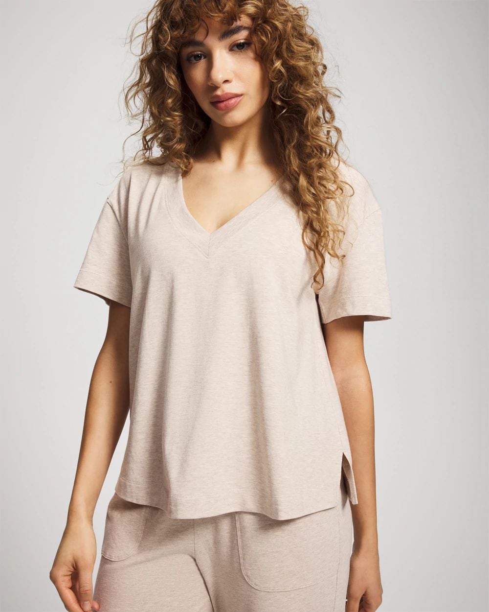 Most Loved Cotton Relaxed V-Neck Short Sleeve Pajama Tee