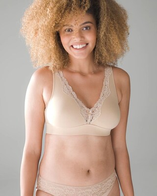 Wireless Plunge Lace Trim Bra