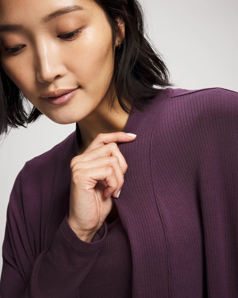 Lightweight Rib Knit Long Sleeve Wrap