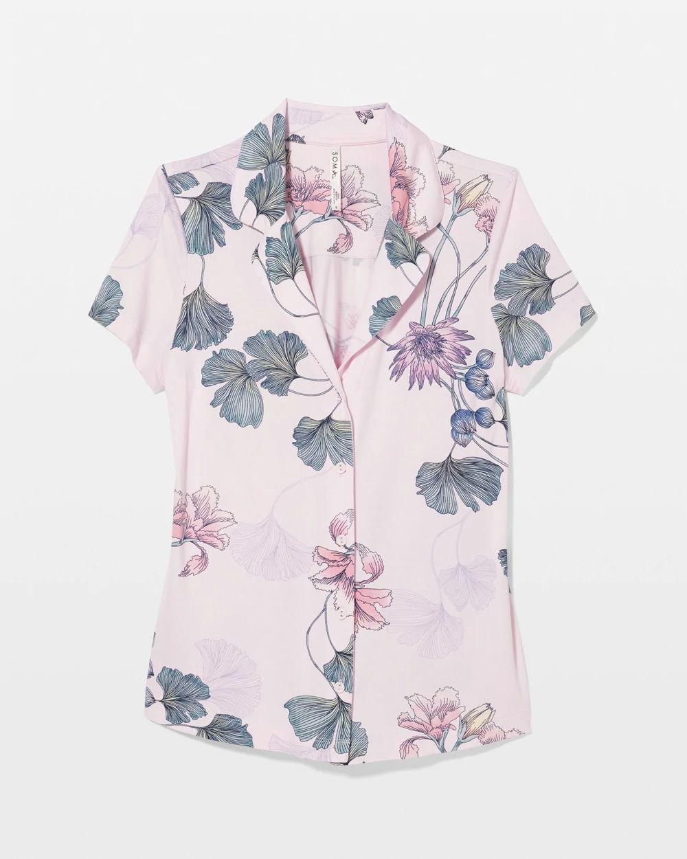 Cool Nights Short Sleeve Notch Collar Pajama Top
