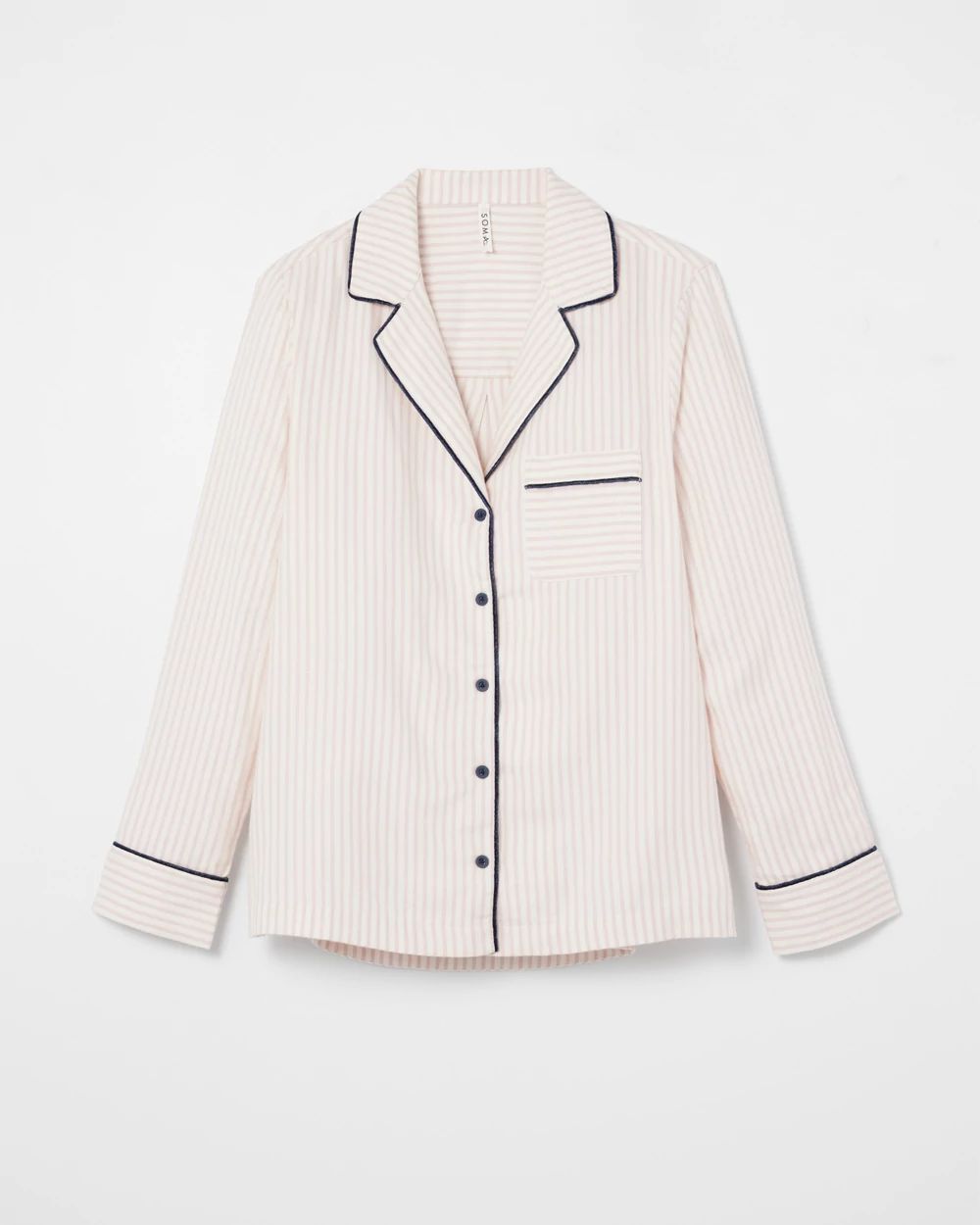 Long-Sleeve Notch Collar Pajama Top