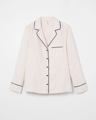 Long-Sleeve Notch Collar Pajama Top