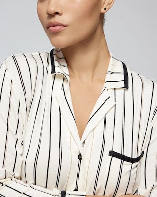 Long-Sleeve Notch Collar Pajama Top