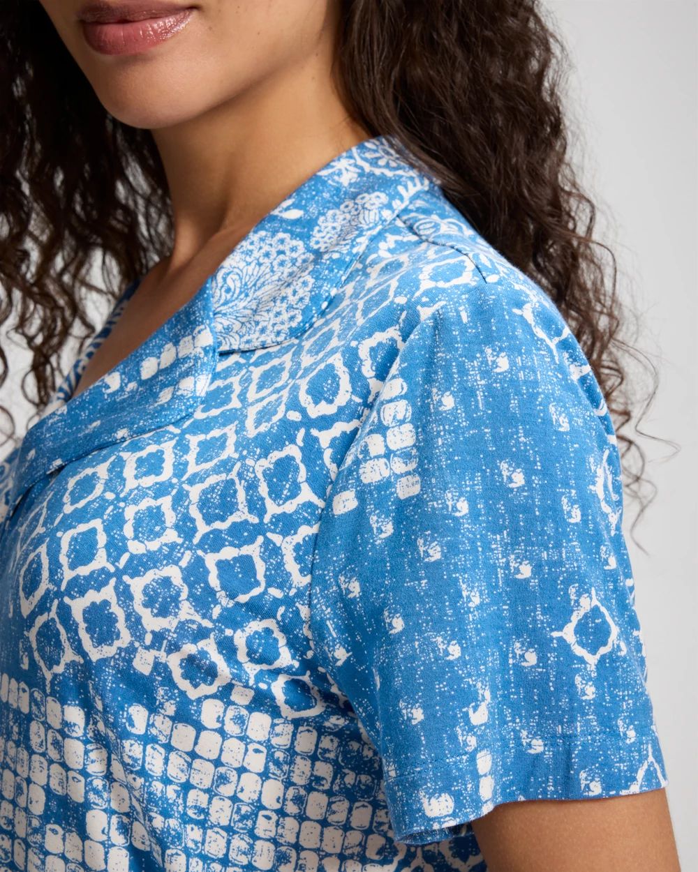 Cool Nights Short Sleeve Notch Collar Pajama Top