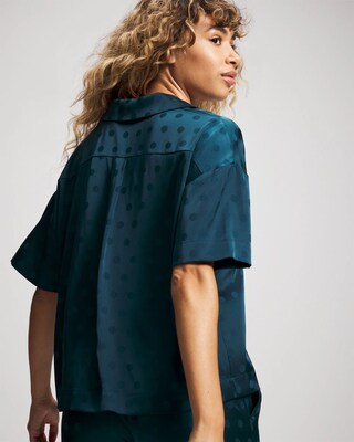 Jacquard Dot Relaxed Notch Collar Pajama Top click to view larger image.