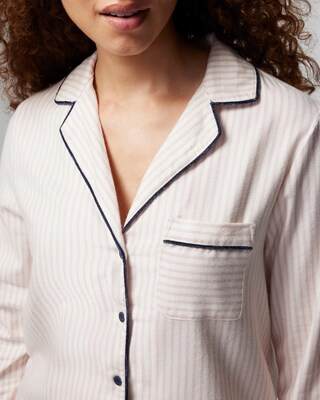 Long-Sleeve Notch Collar Pajama Top