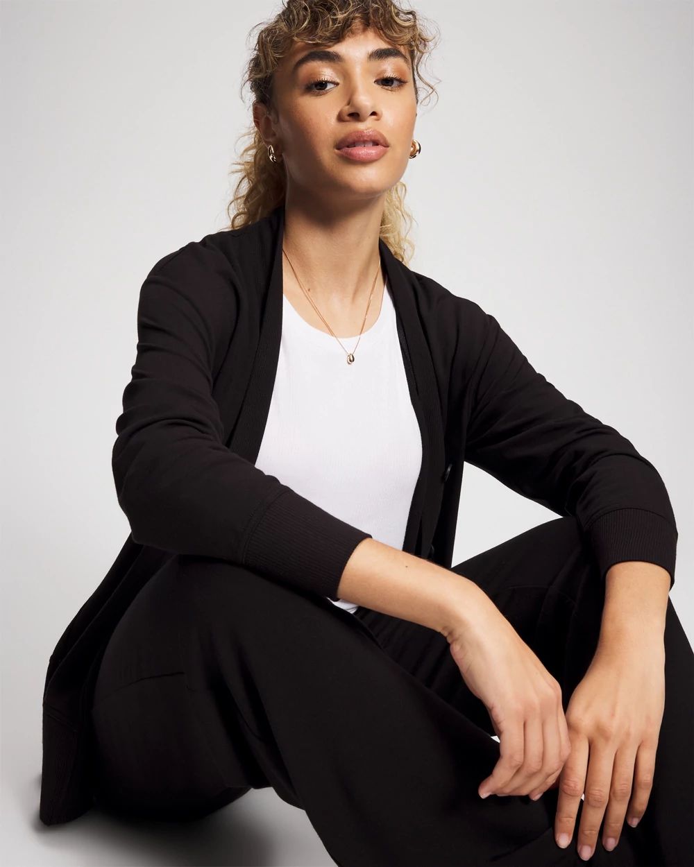 Ultrasoft Fleece Relaxed Button Up Cardigan click to view larger image.