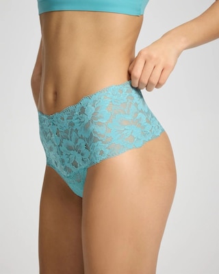 High-Waist Thong Panty with Signature Lace click to view larger image.