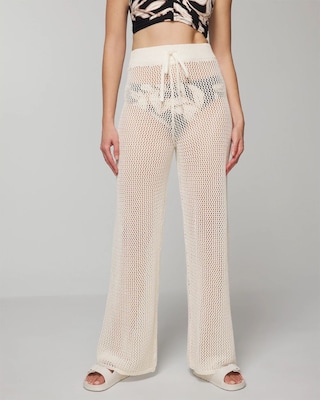 Cotton Crochet-Style Wide-Leg Pants click to view larger image.