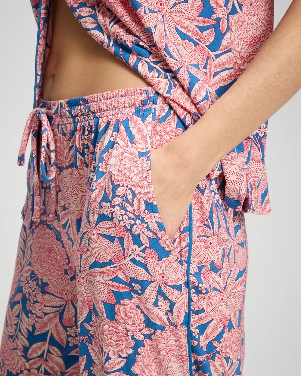 Piped Crop Pajama Pants click to view larger image.