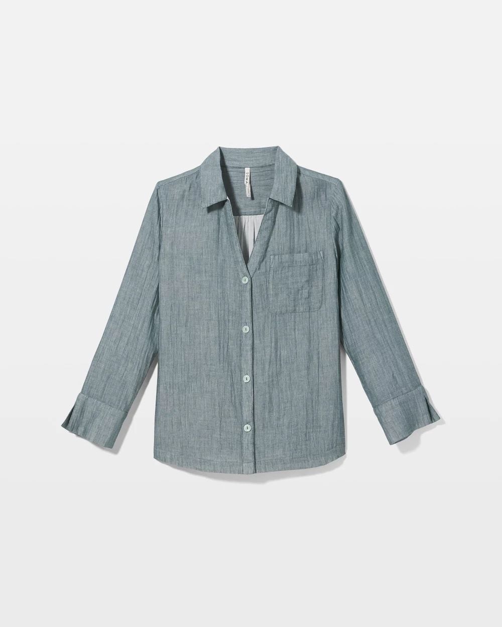 Cotton Gauze Long Sleeve Notch Collar Pajama Top click to view larger image.