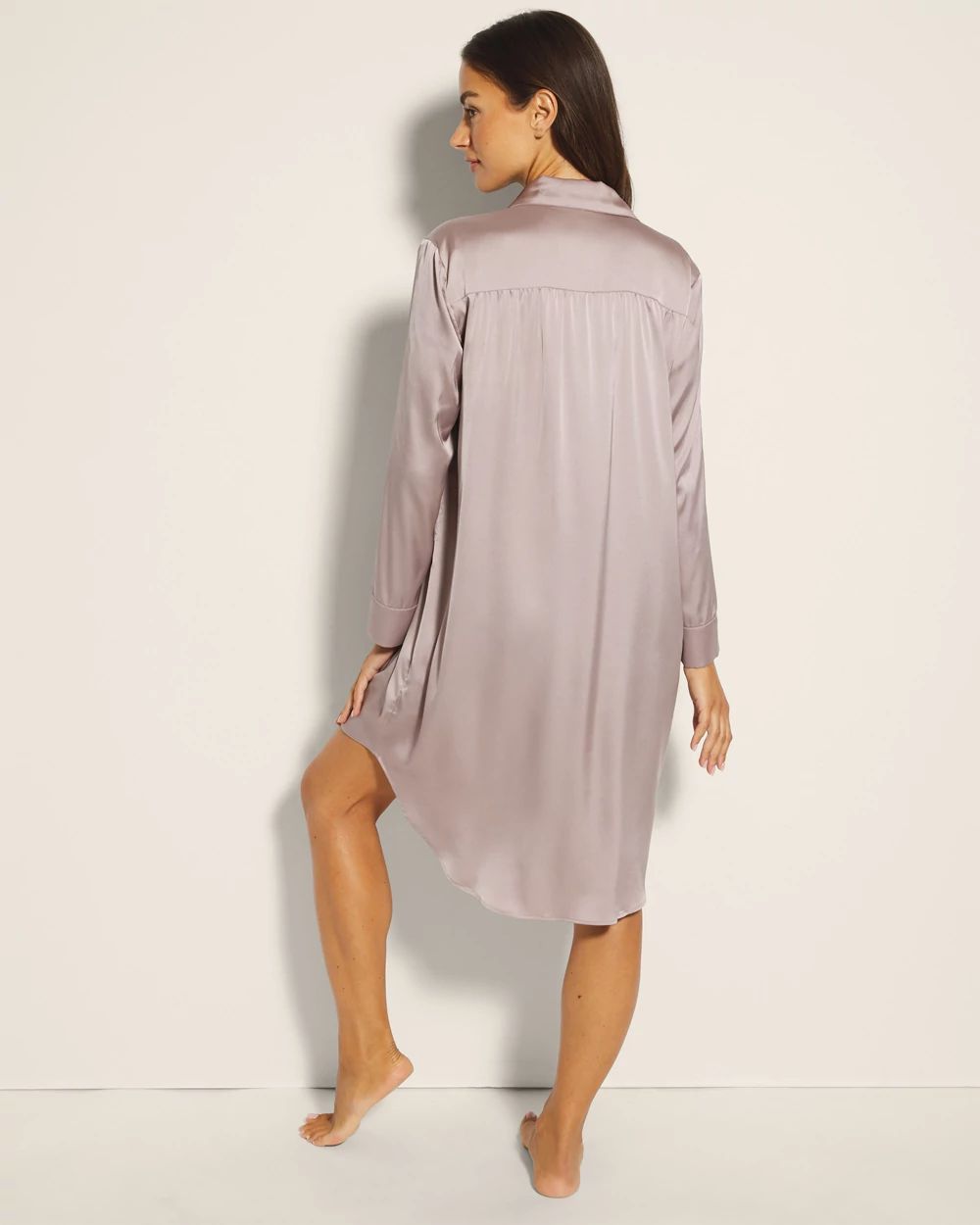 Satin Button Front Sleepshirt