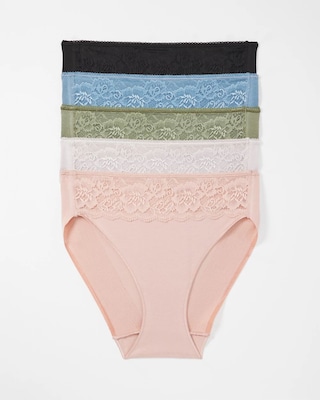 Cotton Blend High-Leg Panty with Lace 5 Pack