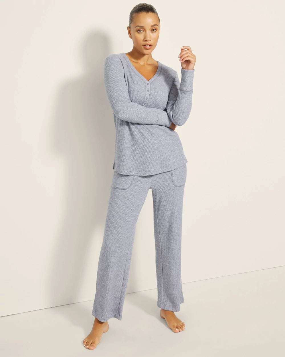 Cozy Waffle Long-Sleeve Pajama Henley