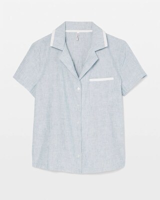 Short-Sleeve Notch Collar Pajama Top click to view larger image.