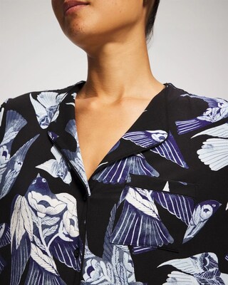 Piped Long-Sleeve Notch Pajama Top click to view larger image.