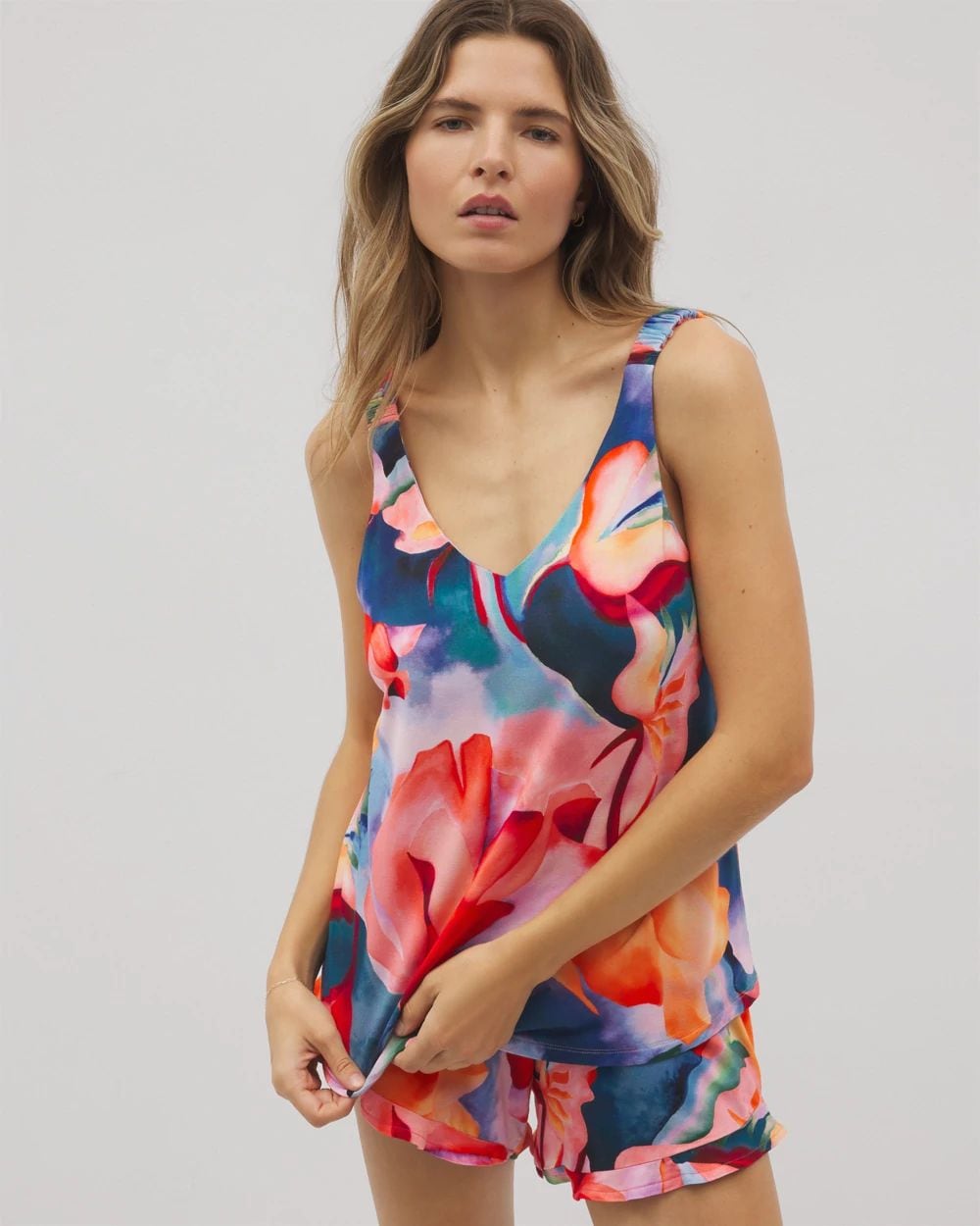 Shirred Strap Pajama Tank